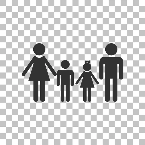 Znak dla rodzin z dziećmi. Ciemno szara ikona na przezroczystym tle. — Wektor stockowy