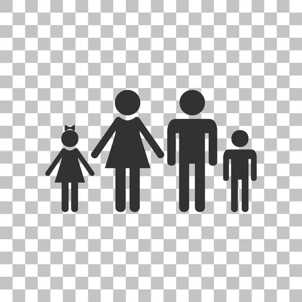 Family sign illustration. Dark gray icon on transparent background. — Stock Vector