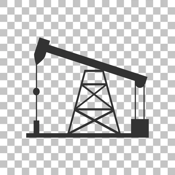 Oil drilling rig sign. Dark gray icon on transparent background. — Stock Vector