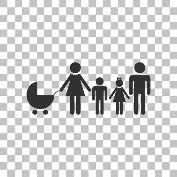 Οικογένεια σημάδι εικονογράφηση. Σκούρο γκρι εικονίδιο σε διαφανές φόντο. — Διανυσματικό Αρχείο