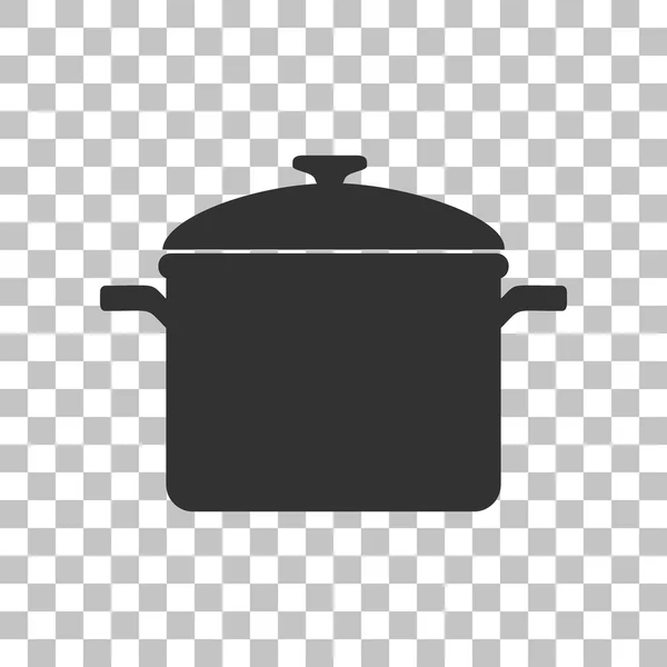 Teken van de pan koken. Donker grijs pictogram op transparante achtergrond. — Stockvector