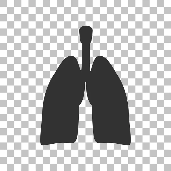 Menselijke organen longen ondertekenen. Donker grijs pictogram op transparante achtergrond. — Stockvector