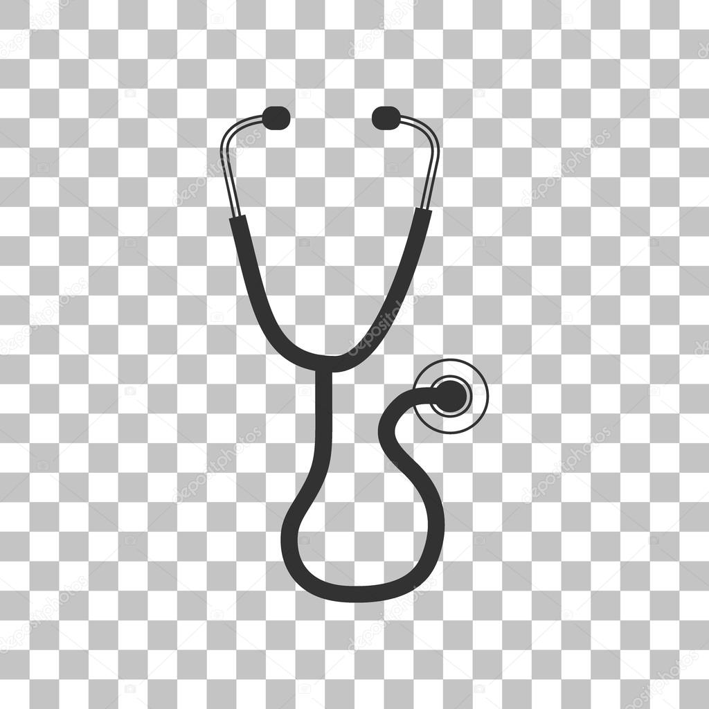 Stethoscope sign illustration. Dark gray icon on transparent background.