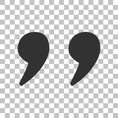 İşareti illüstrasyon alıntı. Saydam arka plan üzerinde koyu gri simgesi.