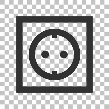 Elektrik soketi işareti. Saydam arka plan üzerinde koyu gri simgesi.