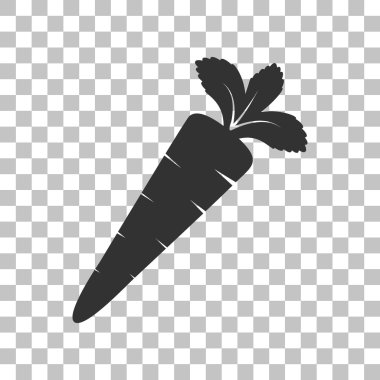 Havuç işareti illüstrasyon. Saydam arka plan üzerinde koyu gri simgesi.