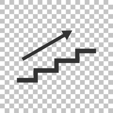 Merdiven ok ile. Saydam arka plan üzerinde koyu gri simgesi.