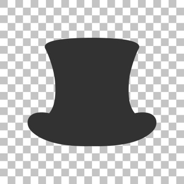 Silindir şapka işareti. Saydam arka plan üzerinde koyu gri simgesi.