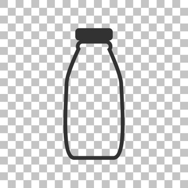 Süt şişesi işareti. Saydam arka plan üzerinde koyu gri simgesi.