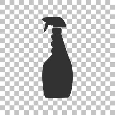 Temizlik için plastik şişe. Saydam arka plan üzerinde koyu gri simgesi.