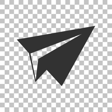 Kağıt Uçak işareti. Saydam arka plan üzerinde koyu gri simgesi.