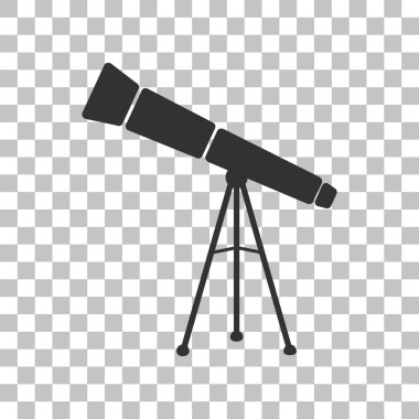 Teleskop basit kayıt. Saydam arka plan üzerinde koyu gri simgesi.