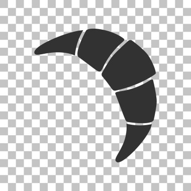 Kruvasan basit kayıt. Saydam arka plan üzerinde koyu gri simgesi.