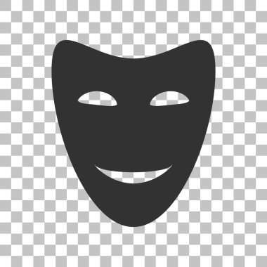 Komedi Tiyatro maskeleri. Saydam arka plan üzerinde koyu gri simgesi.