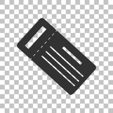 Bilet basit kayıt. Saydam arka plan üzerinde koyu gri simgesi.