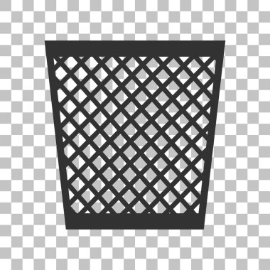 Çöp kutusu işareti illüstrasyon. Saydam arka plan üzerinde koyu gri simgesi.