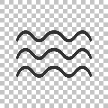 Dalgalar işaret illüstrasyon. Saydam arka planda koyu gri simgesi.