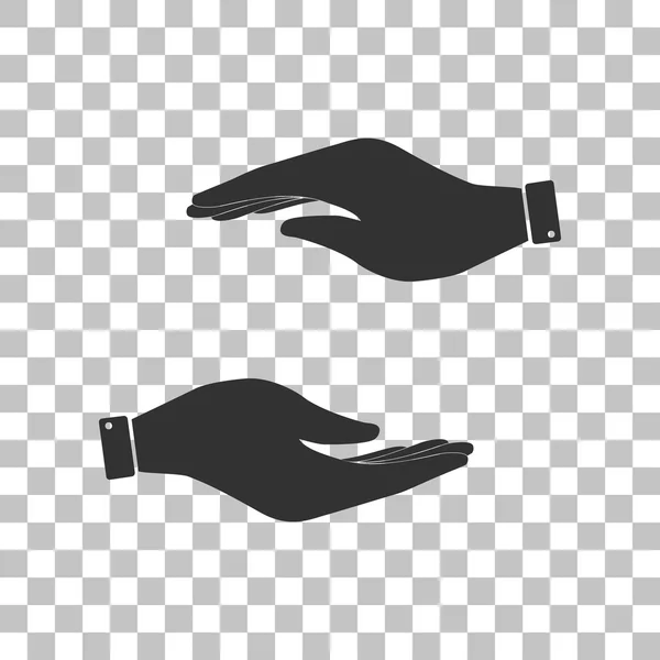 Ilustração do sinal da mão. Ícone cinza escuro no fundo transparente . — Vetor de Stock