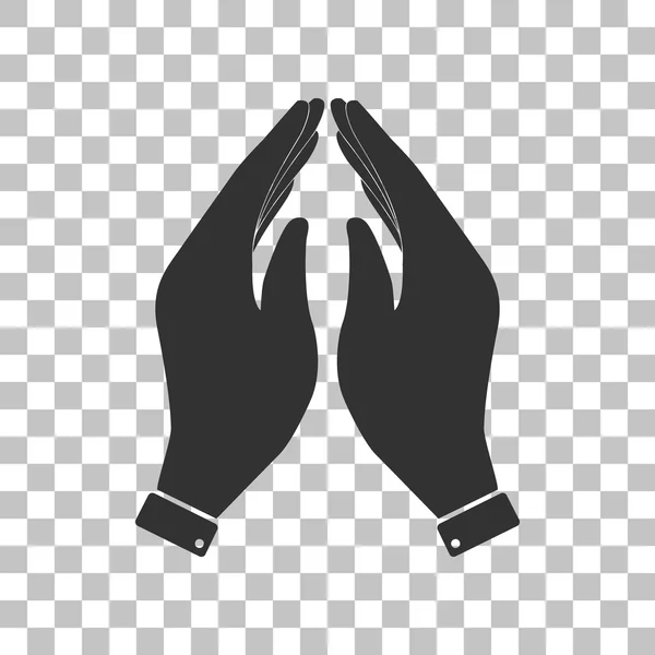 Hand icon illustration. Prayer symbol. Dark gray icon on transparent background. — Stock Vector