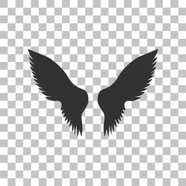 Illustration des ailes. Icône gris foncé sur fond transparent . — Image vectorielle