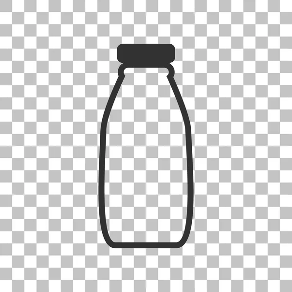 Melk fles teken. Donker grijs pictogram op transparante achtergrond. — Stockvector