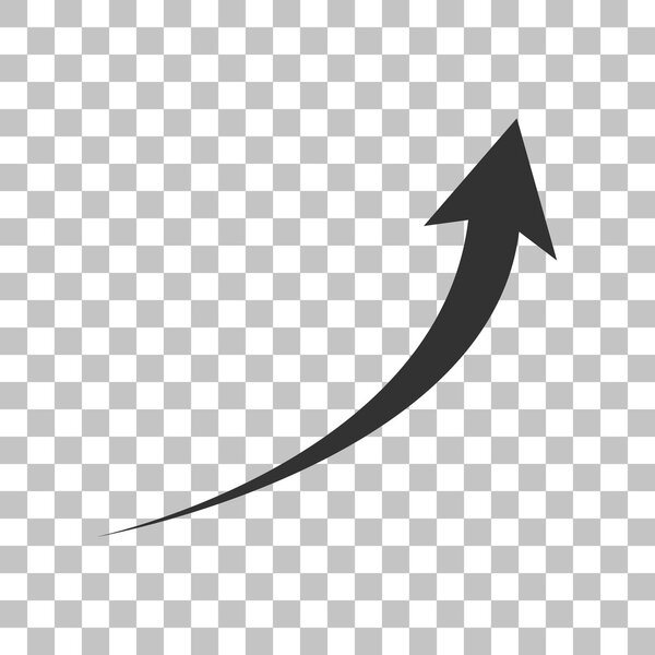 Growing arrow sign. Dark gray icon on transparent background.