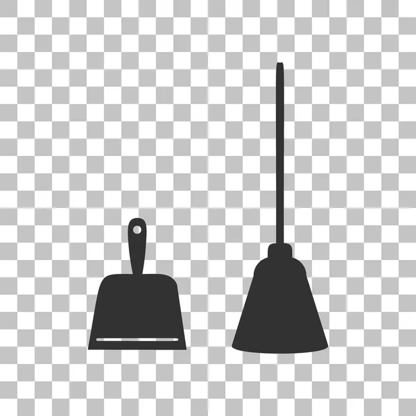 Signo de vector Dustpan. Pala para limpiar el equipo de basureros domésticos. Icono gris oscuro sobre fondo transparente . — Vector de stock