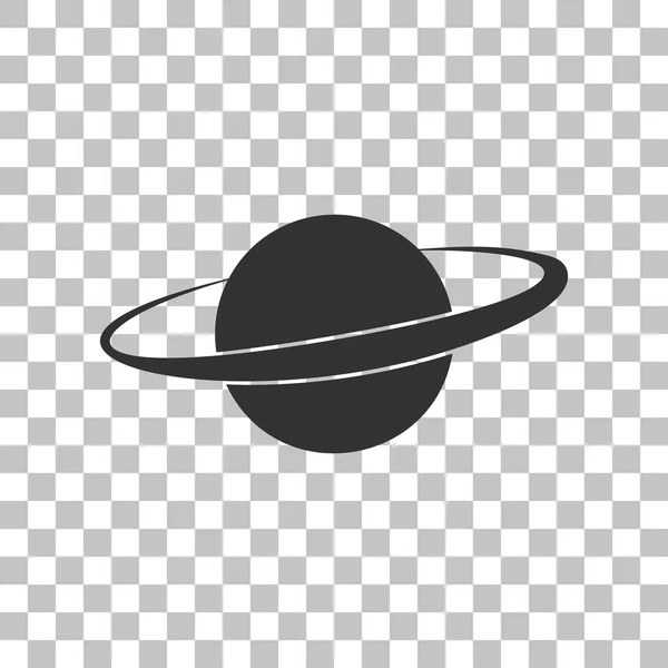 Планета в космосе. Тёмно-серый значок на прозрачном фоне . — стоковый вектор