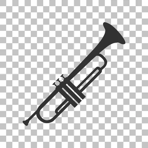 Instrument de musique Trompette signe. Icône gris foncé sur fond transparent . — Image vectorielle
