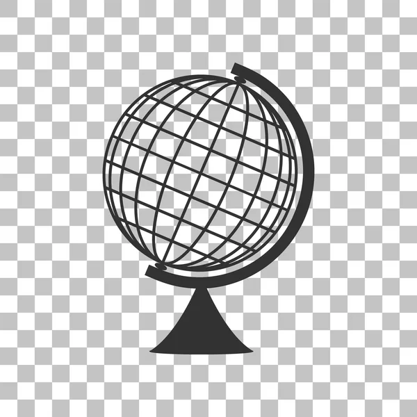 Señal de globo terrestre. Icono gris oscuro sobre fondo transparente . — Vector de stock