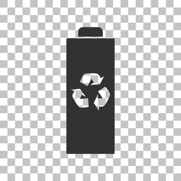 Battery recycle sign illustration. Dark gray icon on transparent background. — Stock Vector