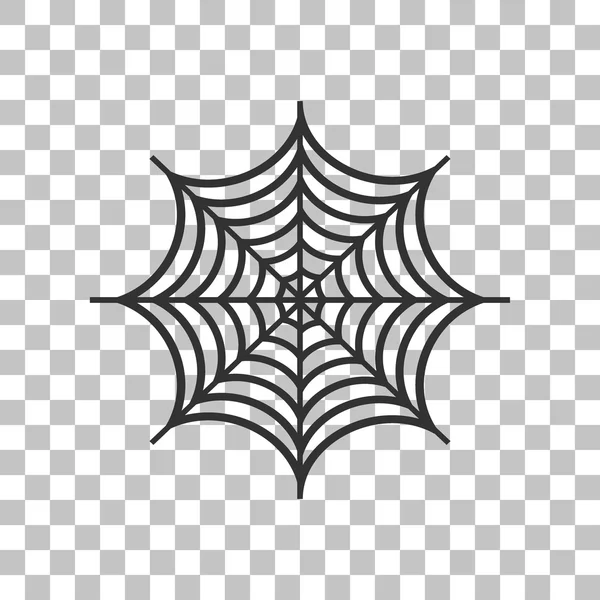 Spider op Web illustratie. Donker grijs pictogram op transparante achtergrond. — Stockvector