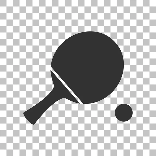 Ping pong paddle with ball. Dark gray icon on transparent background. — Stock Vector