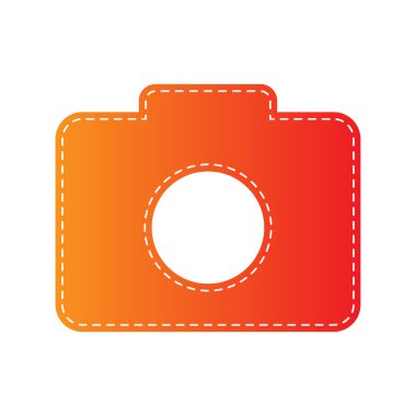 Dijital kamera işareti. Turuncu aplike izole.