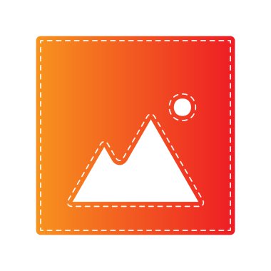 Görüntü illüstrasyon işareti. Turuncu aplike izole.