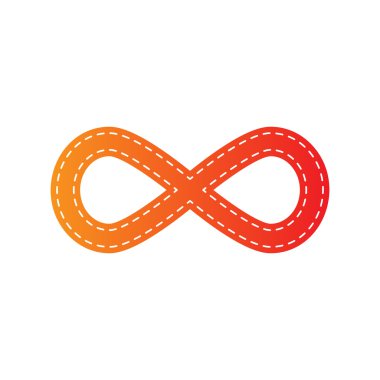 Sınırsız sembolü şekil. Turuncu aplike izole.