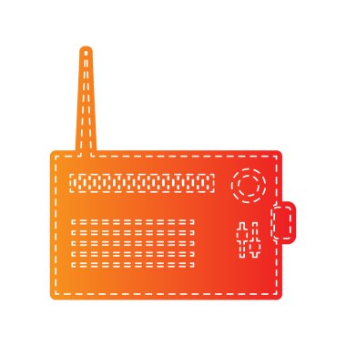 Radyo işareti illüstrasyon. Turuncu aplike izole.