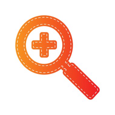 Yakınlaştırma işaretini illüstrasyon. Turuncu aplike izole.