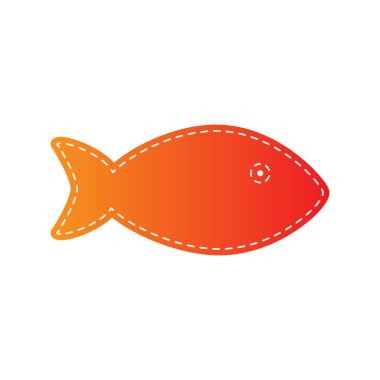 Balık illüstrasyon işareti. Turuncu aplike izole.