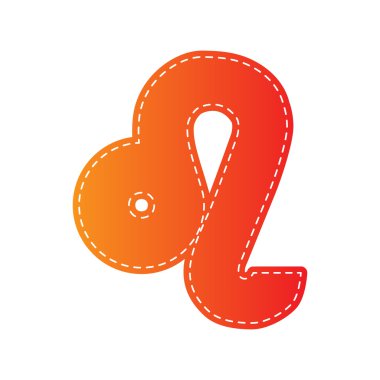 Leo işareti illüstrasyon. Turuncu aplike izole.