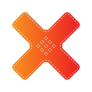 Etiket işareti yardım. Turuncu aplike izole.