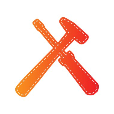 Araçlar illüstrasyon işareti. Turuncu aplike izole.