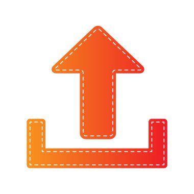 İşareti illüstrasyon yükleyin. Turuncu aplike izole.