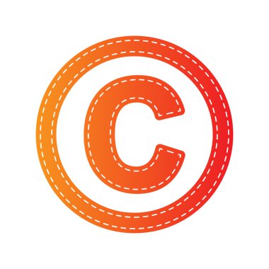 Telif hakkı işareti illüstrasyon. Turuncu aplike izole.