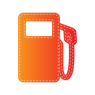 Gaz pompası işareti. Turuncu aplike izole.