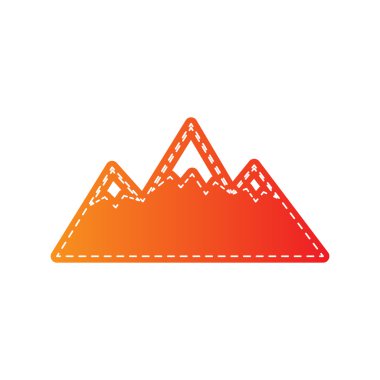 Dağ işareti illüstrasyon. Turuncu aplike izole.