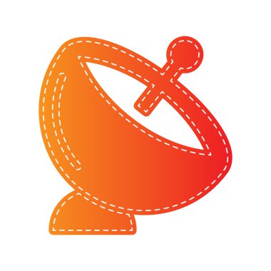 Uydu çanağı işareti. Turuncu aplike izole.