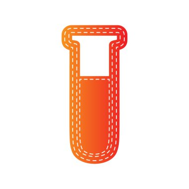 Tıbbi tüp simgesi. Laboratuvar cam işareti. Turuncu aplike izole.