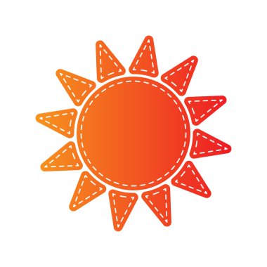 Güneş illüstrasyon işareti. Turuncu aplike izole.