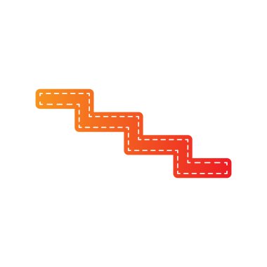 Merdiven işareti aşağı. Turuncu aplike izole.